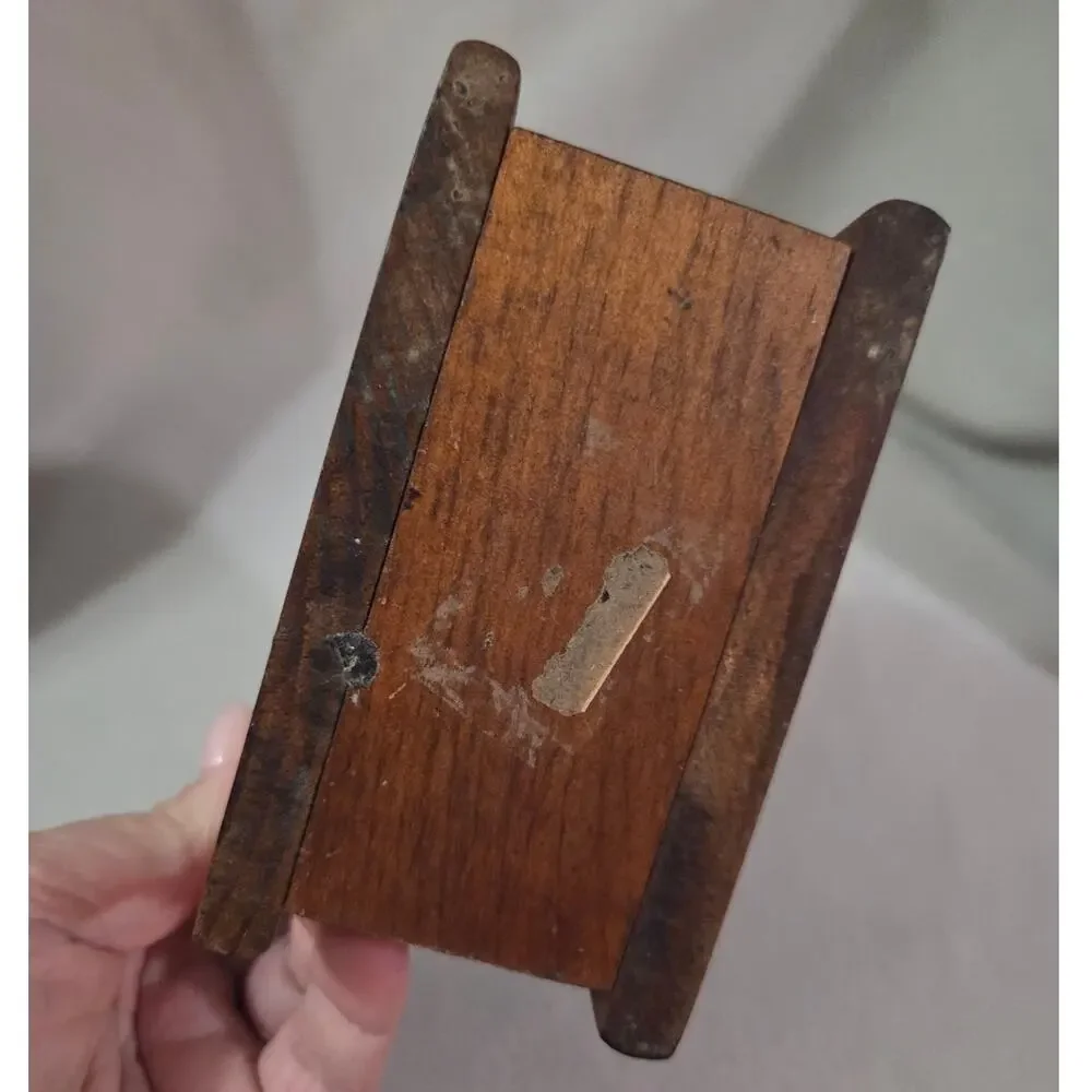 Vtg Mid century Eagle Wooden Brass Letter Recipe Napkin Holder